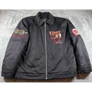 Lucky 13 Racing Devil Jacket XL Black Embroidered Motorcycle Work